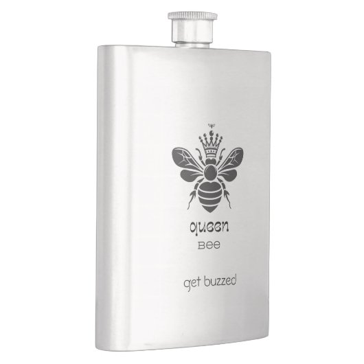 Queen Bee "Bleibe Buzzed" Edelstahl Flachmann (Rechts)