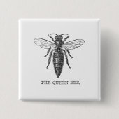 Queen Bee Bug Insect Antike Illustration Button (Vorderseite)