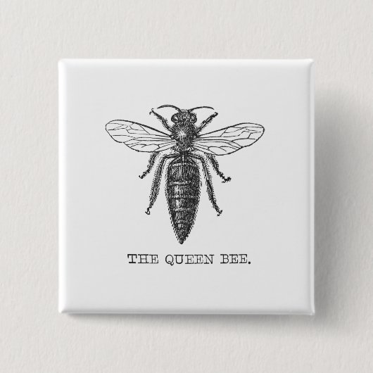 Queen Bee Bug Insect Antike Illustration Button (Vorderseite)