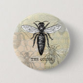 Queen Bee Bug Insect Antike Illustration Button (Vorderseite)