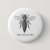 Queen Bee Bug Insect Antike Illustration Button (Vorderseite)