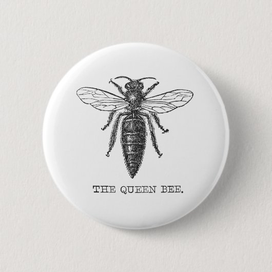 Queen Bee Bug Insect Antike Illustration Button (Vorderseite)