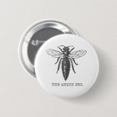 Queen Bee Bug Insect Antike Illustration Button (Vorne & Hinten)