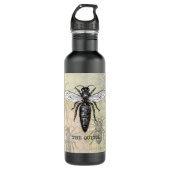 Queen Bee Bug Insect Antike Illustration Edelstahlflasche (Vorderseite)