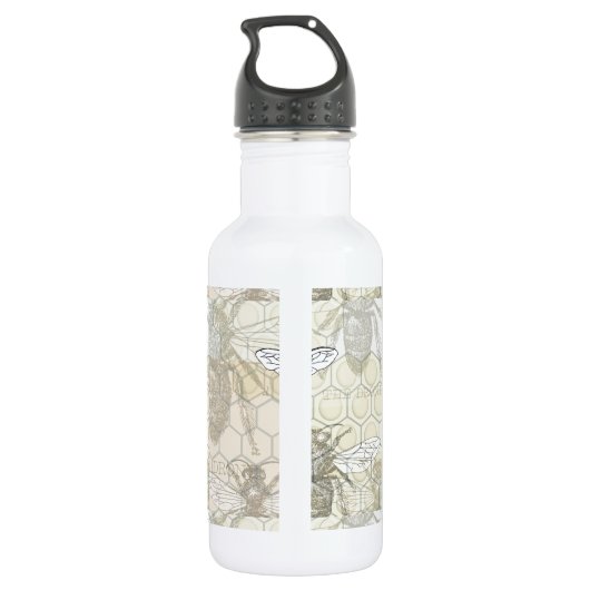 Queen Bee Bug Insect Antike Illustration Edelstahlflasche (Rückseite)