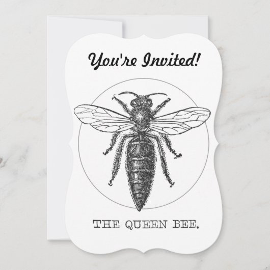 Queen Bee Bug Insect Antike Illustration Einladung (Vorderseite)