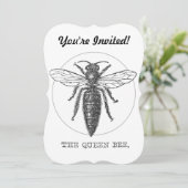 Queen Bee Bug Insect Antike Illustration Einladung (Stehend Vorderseite)