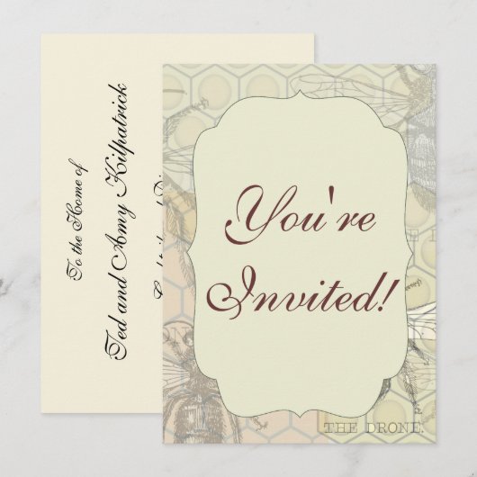 Queen Bee Bug Insect Antike Illustration Einladung (Vorne/Hinten)