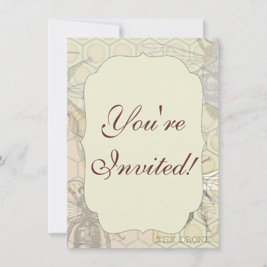 Queen Bee Bug Insect Antike Illustration Einladung (Vorderseite)