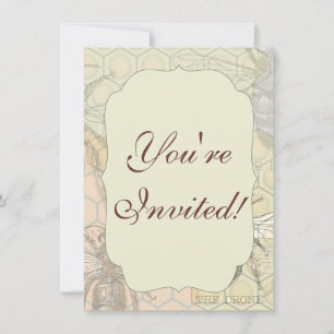 Queen Bee Bug Insect Antike Illustration Einladung