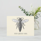 Queen Bee Bug Insect Antike Illustration Einladung (Stehend Vorderseite)