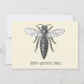 Queen Bee Bug Insect Antike Illustration Einladung (Vorderseite)