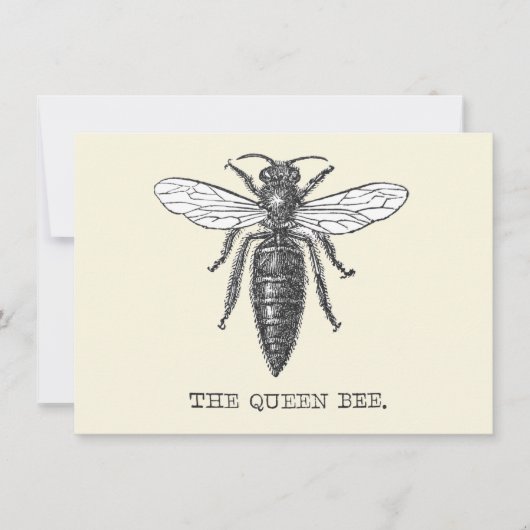 Queen Bee Bug Insect Antike Illustration Einladung (Vorderseite)