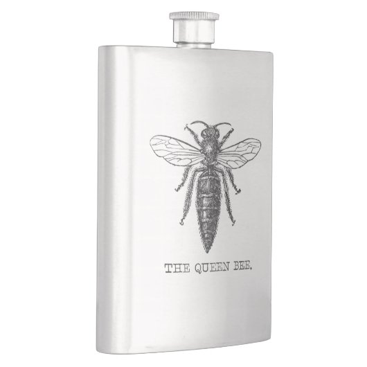 Queen Bee Bug Insect Antike Illustration Flachmann (Rechts)