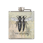 Queen Bee Bug Insect Antike Illustration Flachmann (Rückseite)