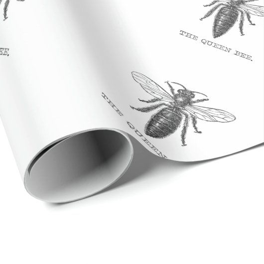 Queen Bee Bug Insect Antike Illustration Geschenkpapier (Rolleneckpunkt)