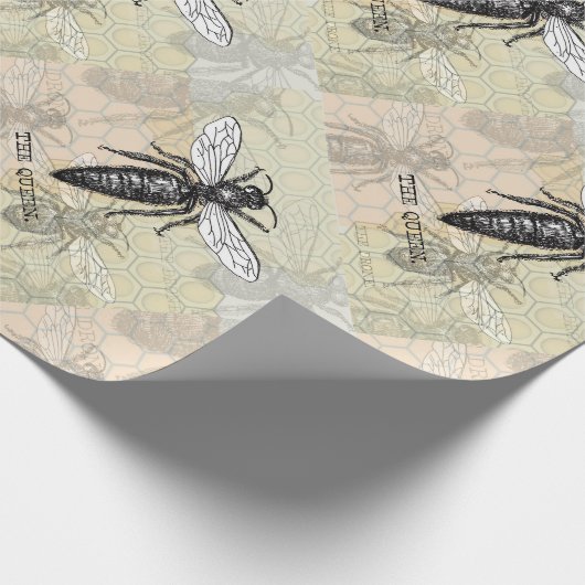 Queen Bee Bug Insect Antike Illustration Geschenkpapier (Ecke)
