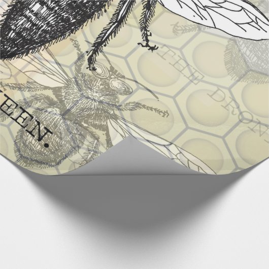 Queen Bee Bug Insect Antike Illustration Geschenkpapier (Ecke)