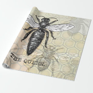 Queen Bee Bug Insect Antike Illustration Geschenkpapier