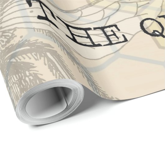 Queen Bee Bug Insect Antike Illustration Geschenkpapier (Rolleneckpunkt)