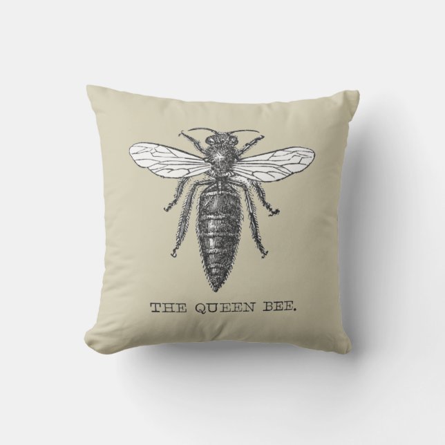 Queen Bee Bug Insect Antike Illustration Kissen (Vorderseite)