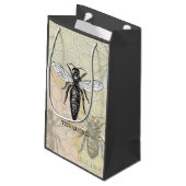 Queen Bee Bug Insect Antike Illustration Kleine Geschenktüte (Rückseite Schrägansicht)