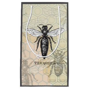 Queen Bee Bug Insect Antike Illustration Kleine Geschenktüte