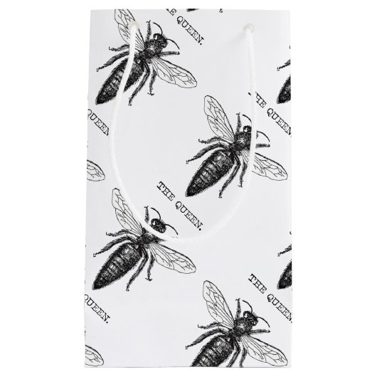 Queen Bee Bug Insect Antike Illustration Kleine Geschenktüte (Vorderseite)