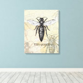 Queen Bee Bug Insect Antike Illustration Leinwanddruck (Insitu (Holzboden))