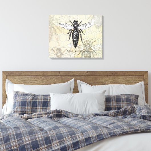 Queen Bee Bug Insect Antike Illustration Leinwanddruck (Insitu (Schlafzimmer))
