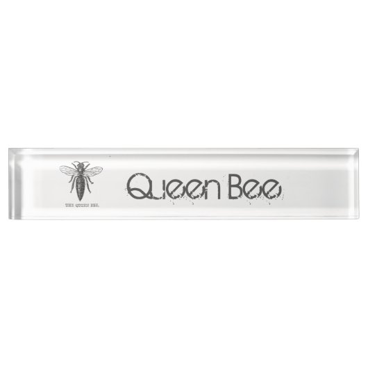 Queen Bee Bug Insect Antike Illustration Namensplakette (Vorderseite)