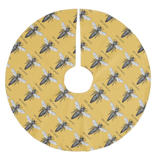 Queen Bee Bug Insect Antike Illustration Polyester Weihnachtsbaumdecke (Vorderseite)