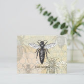 Queen Bee Bug Insect Antike Illustration Postkarte (Stehend Vorderseite)
