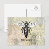 Queen Bee Bug Insect Antike Illustration Postkarte (Vorne/Hinten)