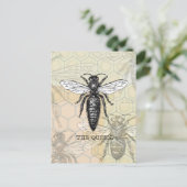 Queen Bee Bug Insect Antike Illustration Postkarte (Stehend Vorderseite)
