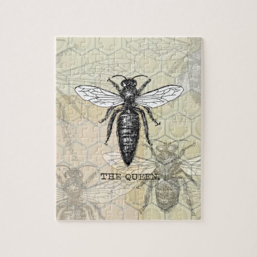 Queen Bee Bug Insect Antike Illustration Puzzle (Vertikal)