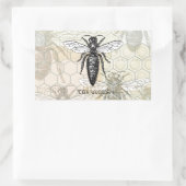 Queen Bee Bug Insect Antike Illustration Rechteckiger Aufkleber (Tasche)