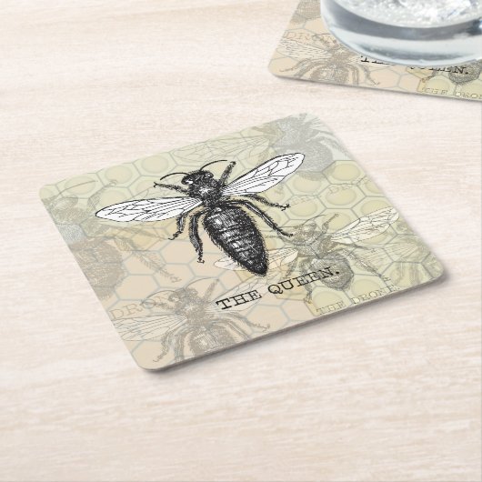 Queen Bee Bug Insect Antike Illustration Rechteckiger Pappuntersetzer (angewinkelt)