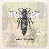 Queen Bee Bug Insect Antike Illustration Rechteckiger Pappuntersetzer (Vorderseite)