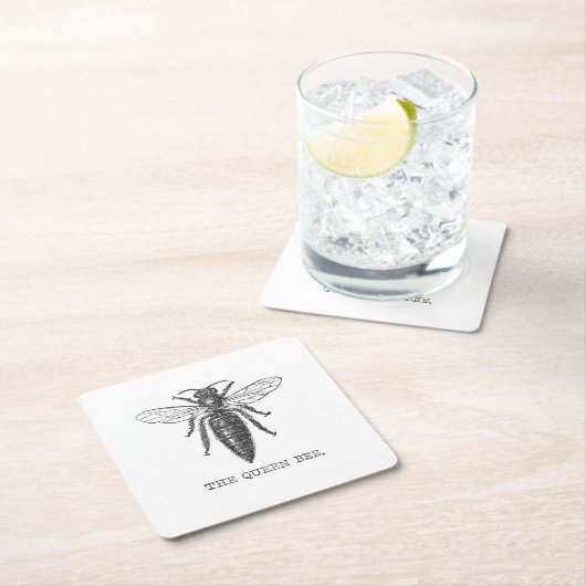 Queen Bee Bug Insect Antike Illustration Rechteckiger Pappuntersetzer (Vor Ort)