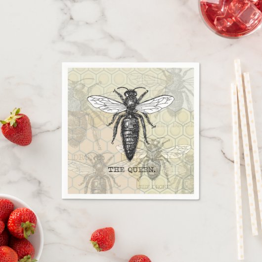 Queen Bee Bug Insect Antike Illustration Serviette (Beispiel)