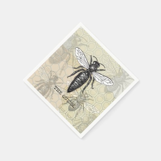 Queen Bee Bug Insect Antike Illustration Serviette (Ecke)