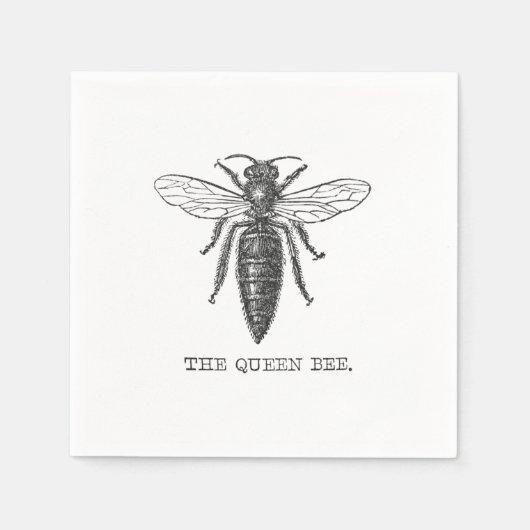 Queen Bee Bug Insect Antike Illustration Serviette (Vorderseite)