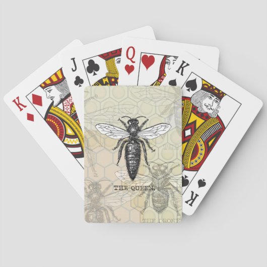 Queen Bee Bug Insect Antike Illustration Spielkarten (Rückseite)