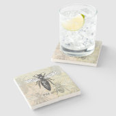 Queen Bee Bug Insect Antike Illustration Steinuntersetzer (Seitenansicht)