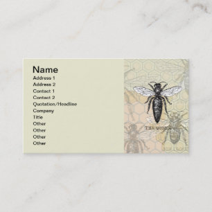 Queen Bee Bug Insect Antike Illustration Visitenkarte
