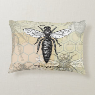 Queen Bee Bug Insect Antike Illustration Zierkissen