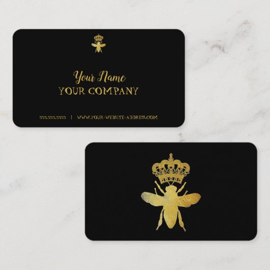 QUEEN BEE Business Cards BLACK & GOLD anpassen Visitenkarte (Vorne/Hinten)