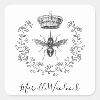 Queen Bee Crown Laurel Logo Quadratischer Aufkleber