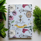 Queen Bee Crown Notebook Light Blue Black Gold Notizblock